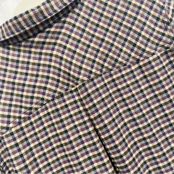 Maurices Purple, Black & Tan Plaid Button Down Flannel Shirt - Picture 6 of 9